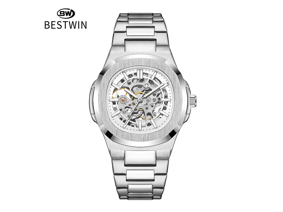 Relógio Esqueleto Luminoso Masculino Branco MDUG