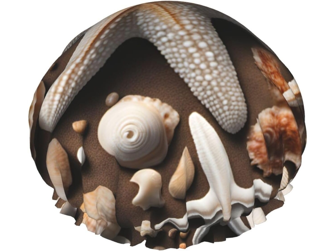 Touca De Banho Grande Para Homens E Mulheres – Camada Dupla Com Estampa Estrela Do Mar Concha, Touca De Banho E Item