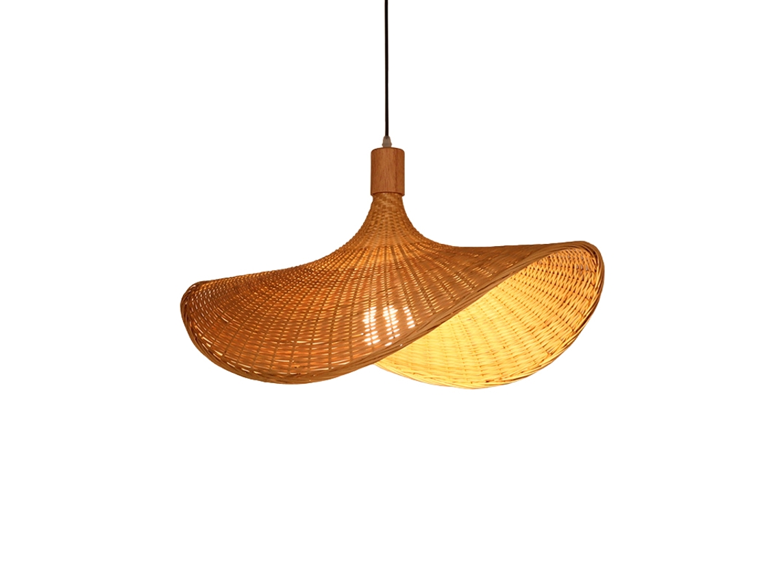 Laxiscreed Lámpara De Teto Com Cage De Bambu Para Restaurantes E Cafés, Estilo Zen, Diâmetro 43cm