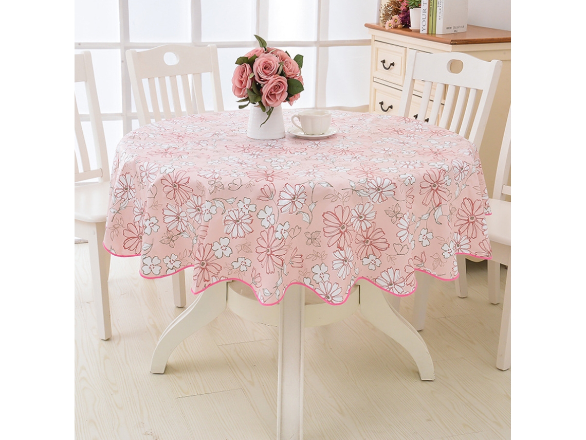 Toalha de Mesa Redonda de Renda de Vinil À Prova D'Água Pvc Plástico Limpável À Prova de Respingos e Manchas Toalha de Mesa Oleada Estilo 4 152 Cm