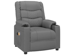 vidaXL Poltrona de Massagem elétrica couro artificial cinzento