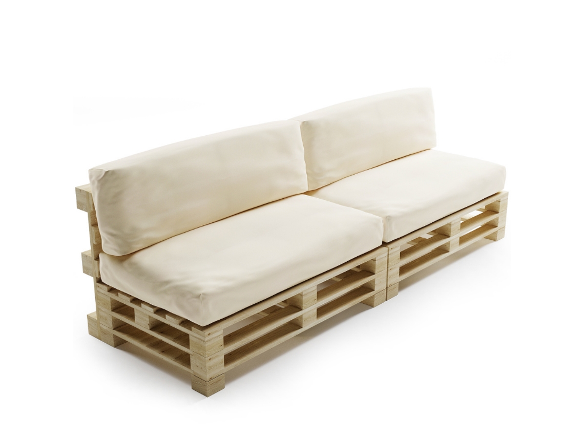 Almofada Amovível Para Paletes Conjunto Poliéster Bananair 120x80cm/120x40cm Bege