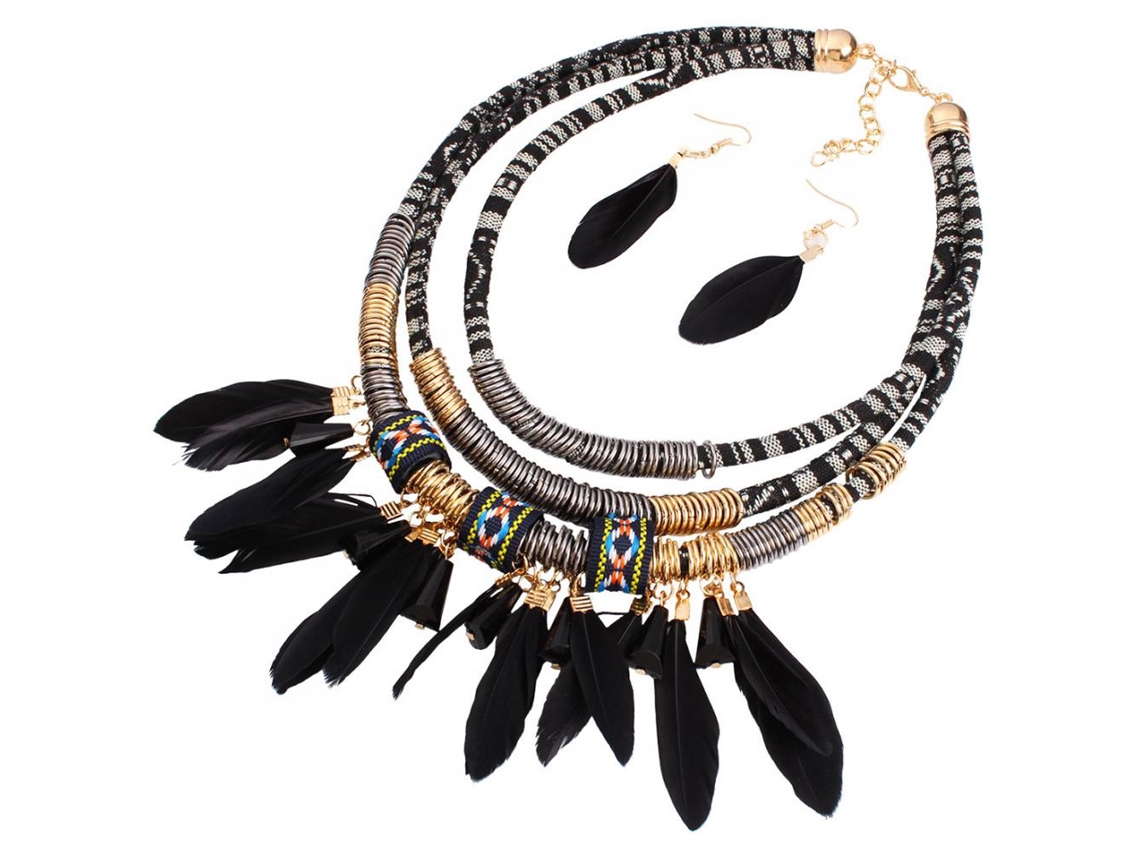 Conjunto De Joias Étnico Com Pingente E Brincos Decorativos