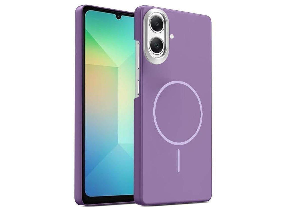 Capa Para Samsung Galaxy A06 4g Fina Circular Magsafe À Prova De Choque Dourada Em Policarbonato Roxa