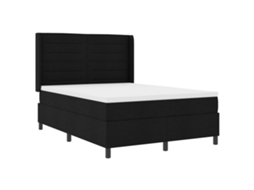 Conjunto 1 Cama Box Vidaxl Preto Tecido (190 X 140 Cm)