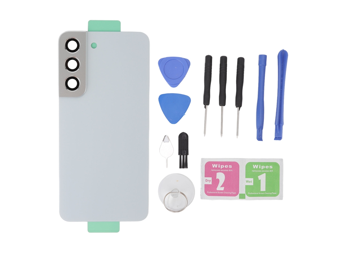 Aetheria tampa de Vidro Traseiro com Lente de Câmera Pré instalada e Kit de Reparo para Samsung Galaxy S22 S901u S901f Branco