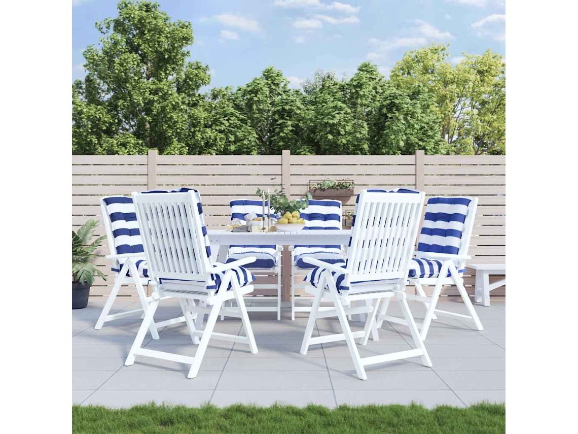 Vidaxl Almofadões Cadeira Encosto Baixo 6pcs Tecido Oxford Azul/branco