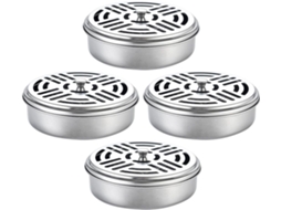 Suporte Para Espiral Repelente De Mosquitos Toyandona, Conjunto De 4 Peças, Em Aço Inoxidável Com Tampa Vazada, Textura