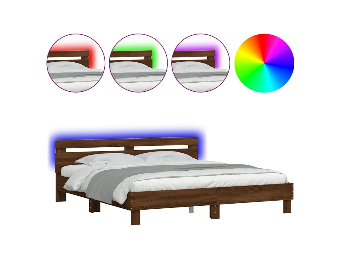 Bed Frame, Bed Frames Vidaxl Marrom Madeira Processada (200 X 200 Cm)