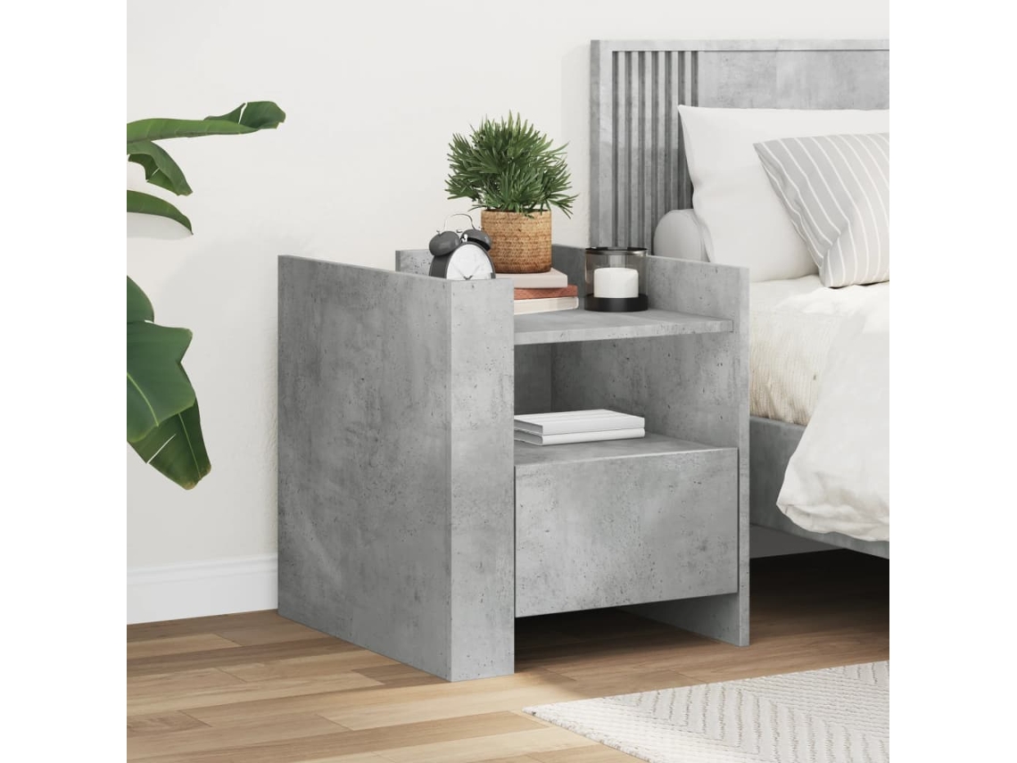 Vidaxl Mesa De Cabeceira 45x50x50cm Derivados Madeira Cinzento Cimento