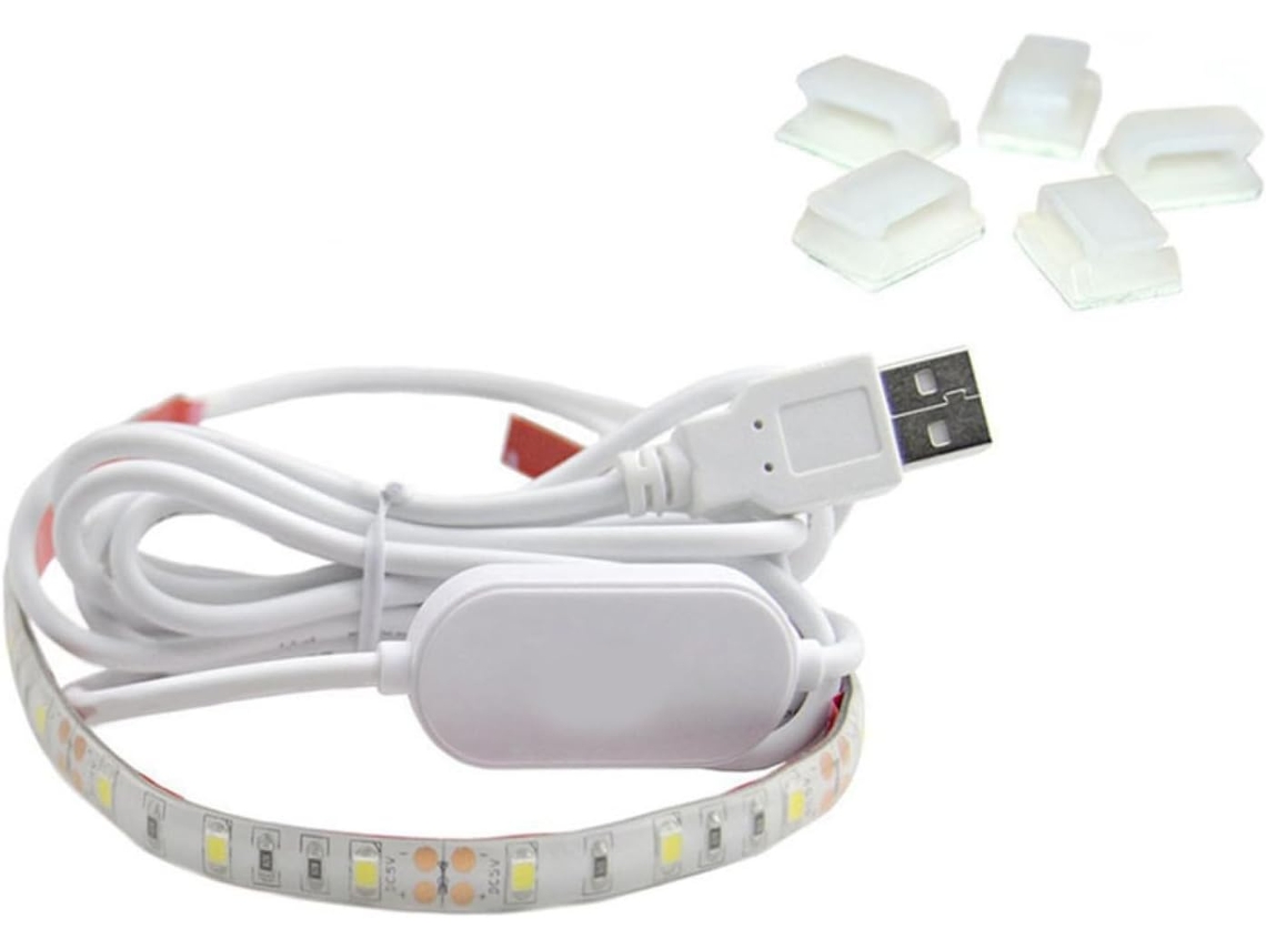 Fita De Led Usb Fácil De Instalar E Remover Para Máquina De Costura, Branca, 2 Metros.