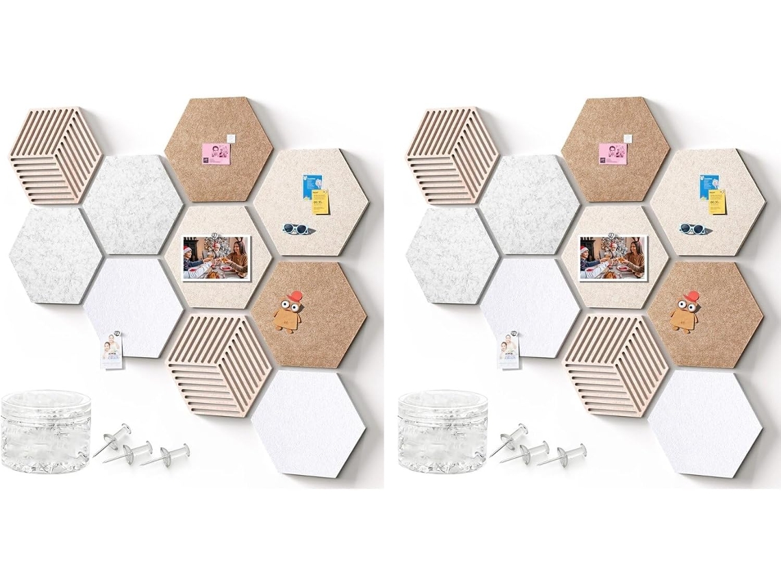 Quadros De Cortiça Hexagonais Para Decoração, Pacote Com 20 E 100