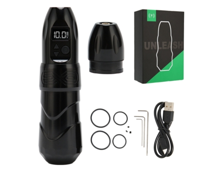 Caneta Máquina De Tatuagem Rotativa 2 Em 1 Sem Fio Com Display Oled, Conector Rca, Carregamento, 2400mah, Preta Aiaididiy