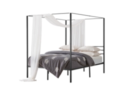 Estrutura De Cama Com Dossel Tamanho Queen Com Design De 4 Postes De Metal, Preto Vevor