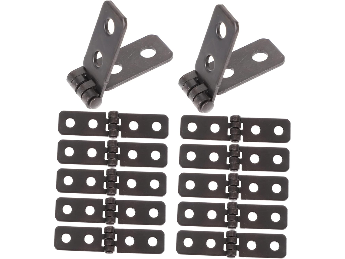 Conjunto De 12 Mini Dobradiças Ferro Preto Para Caixas Madeira E