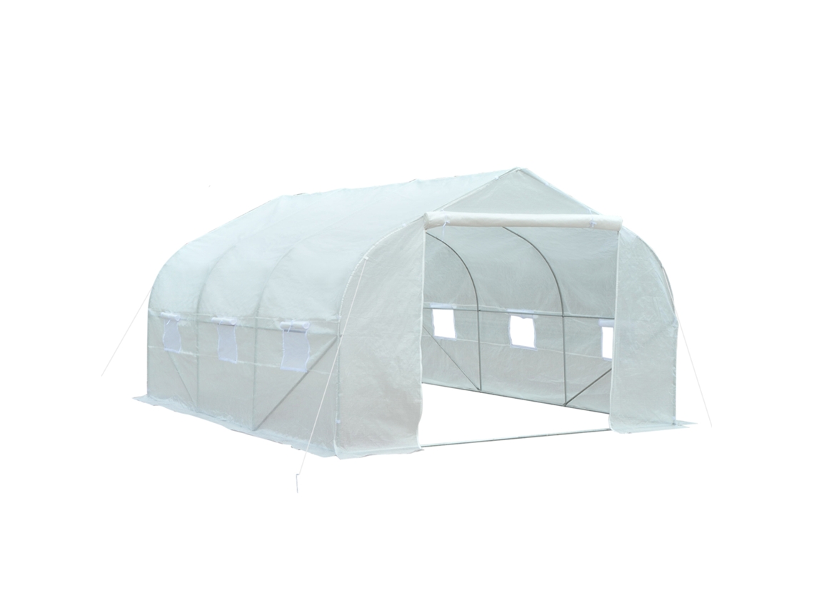 Estufa de Jardim S/MARCA, túnel de 13,35m², 4,5x3x2m, porta, 6 janelas, lona galvanizada