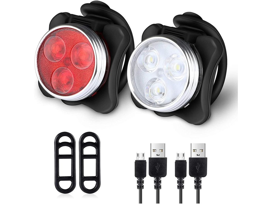 Kit de luzes para bicicleta YURU, super brilhante, USB recarregável, farol LED frontal, à prova d'água