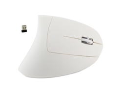 Mouse Vertical Sem Fio 2.4GHz, Óptico, 1600 DPI, Ergonômico, Branco