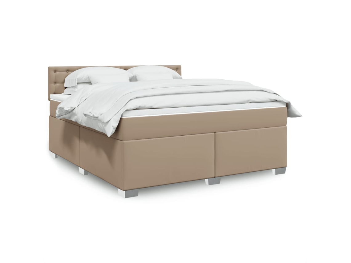 Vidaxl Cama Com Molas/colchão 180x200 Cm Couro Artificial Cappuccino