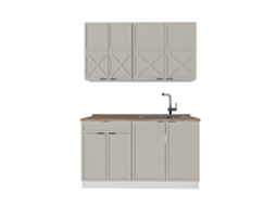Cozinha Fame Line, 140cm, Pt Carvalho, Grisbeige/branco, Branco, Vicco