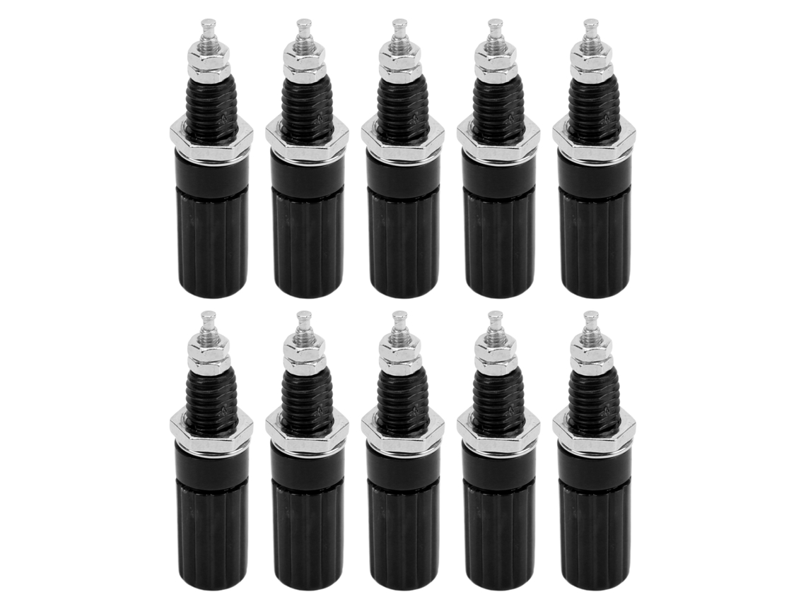 10 Pçs Soquete Banana Jack 4mm M3 Preto