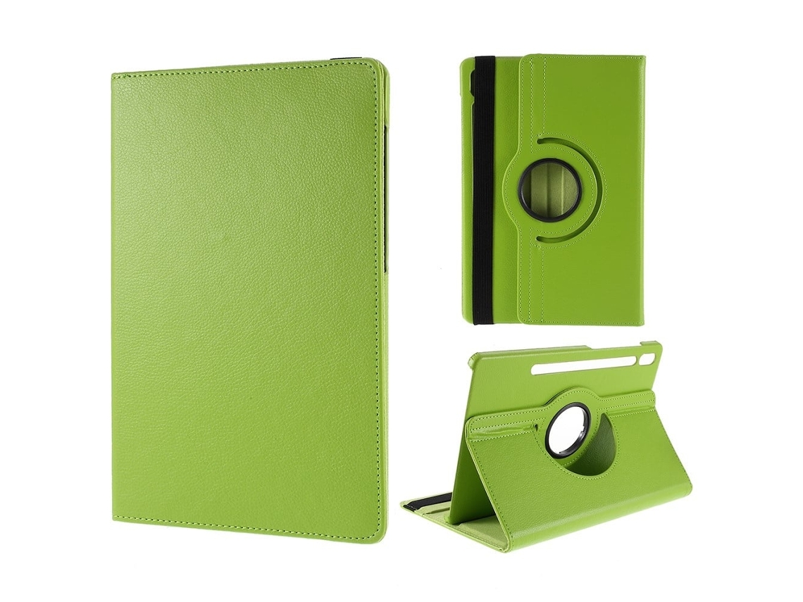 Capa Para Tablet Samsung Galaxy Tab S9/s8 Com Suporte Giratório - Verde Com Elástico.