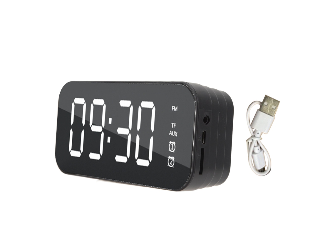 Despertador Baok com espelho e alto-falante Bluetooth digital sem fio para celular e computador.