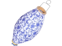 Lanterna Vietnamita Suspensa para Casamento, 35 Cm, em Cetim Azul e Branco, Decoração para Exterior. SFUSHOS