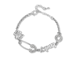 Pulseira De Jóias Liga Leve Padronizado Floral Com Cadeia Prateada
