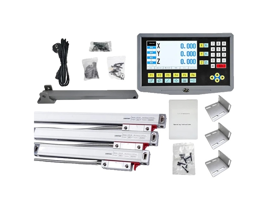 Display Digital De Leitura, 3 Eixos, Encoder De Escala De Vidro Linear, 0.005mm Kit Completo Oem