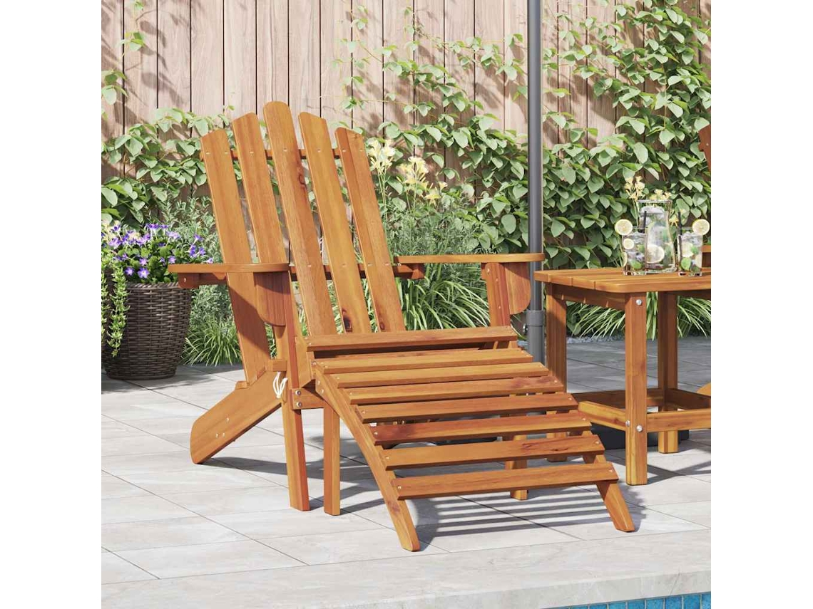 Vidaxl Cadeira Jardim Adirondack C/ Apoio De Pés Madeira Acácia Maciça