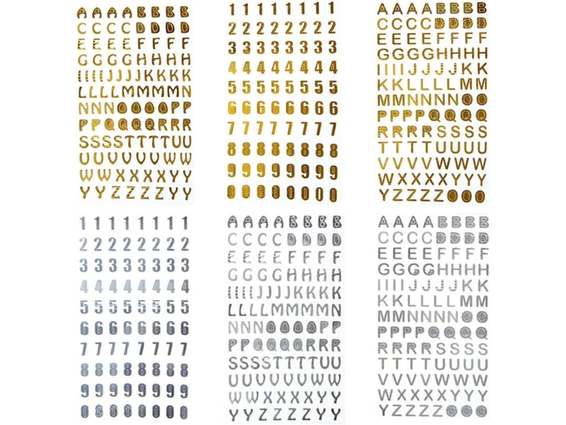 6 Folhas De Adesivos De Letras E Números Termocolantes