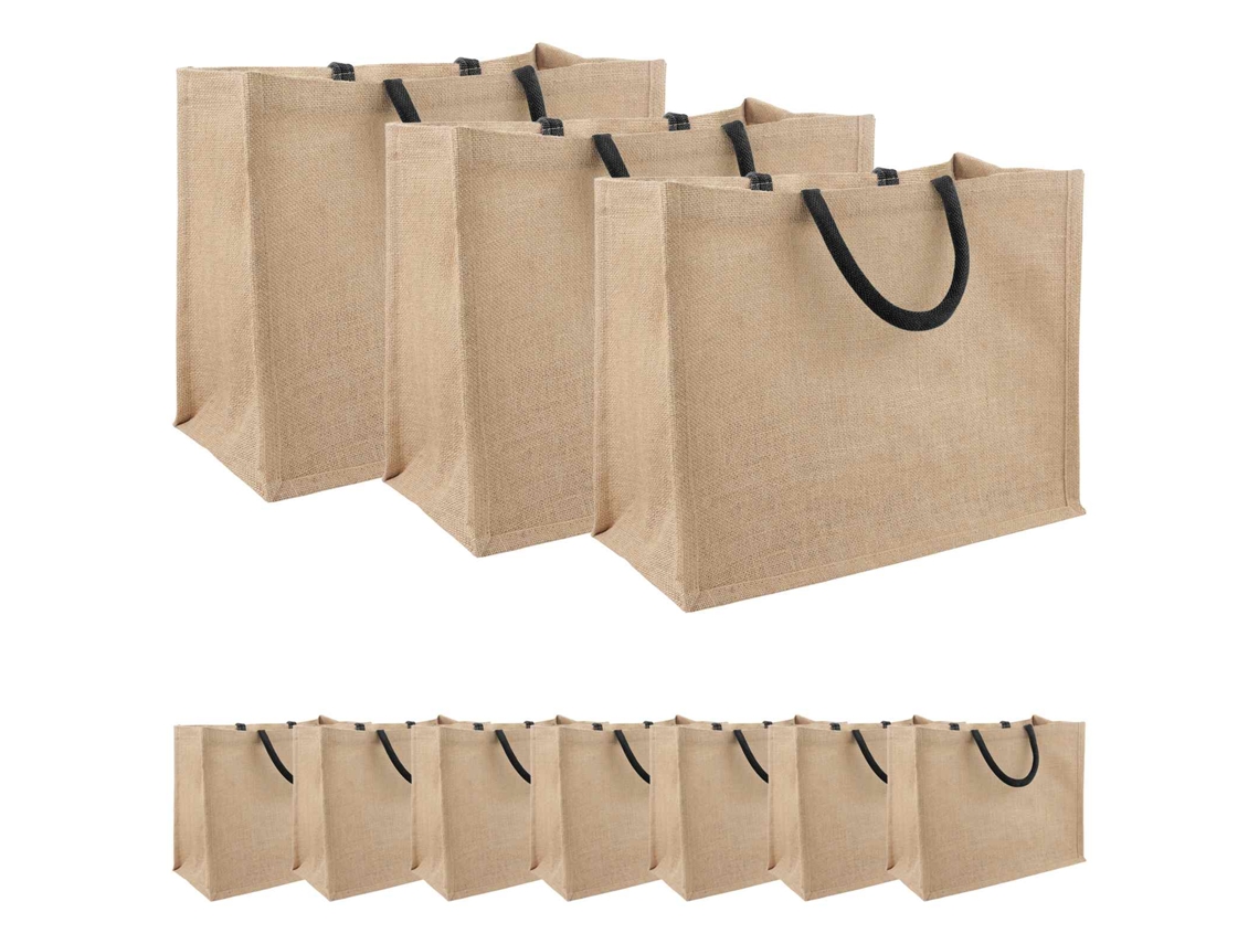 Vidaxl Bolsas De Juta 10 Natural E Preto 42 X 33 X 19 Cm
