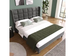 Cama Casal 140x200cm Cinza Linho Com Cabeceira Acolchoada Sem Colchão