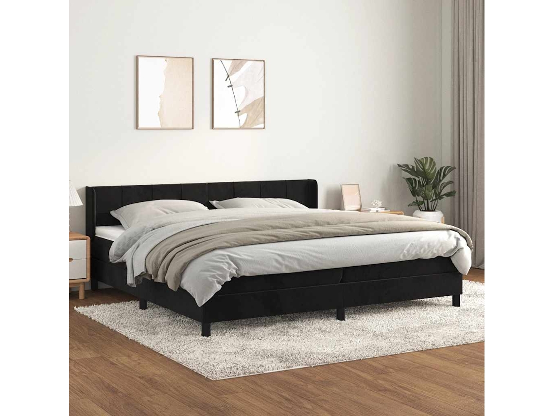 Vidaxl Cama Com Molas/colchão 200x200 Cm Veludo Preto