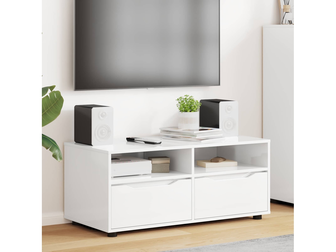 Vidaxl Gabinete para Tv com Gaveta Branco Brilhante 100 X 48 X 43 Cm