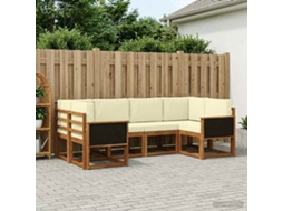 Vidaxl Conjunto De Sofás Para Exterior 6 Unid. Natural E Creme