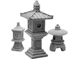 Kit de 3 Estátuas de Pagode de Pedra Kichouse para Jardins Zen, com Acabamento Refinado e Material Leve, Ideal como CHABERLU