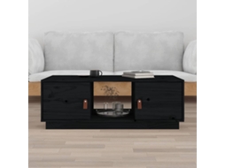Vidaxl Mesa De Centro 100x50x35 Cm Madeira De Pinho Maciça Preto