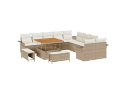 Maison Exclusive - Conjunto De Sofá De Jardim Com Almofada 13 Pcs Bege E Creme