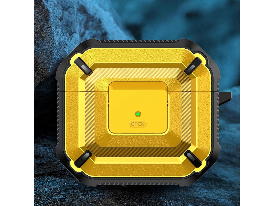 Capa protetora para fones de ouvido com textura de diamante, com interruptor e gancho para AirPods 3 GIECY