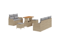 Conjunto 8 Conjunto De Móveis Para Exterior Vidaxl Bege Vime Pe (90 X 55 X 71 Cm)