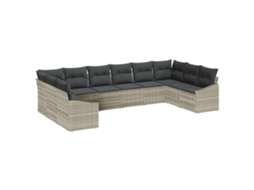 Conjunto 10 Móveis De Jardim Vidaxl Cinzento-claro Vime Pe (344 X 178,5 X 85 Cm)
