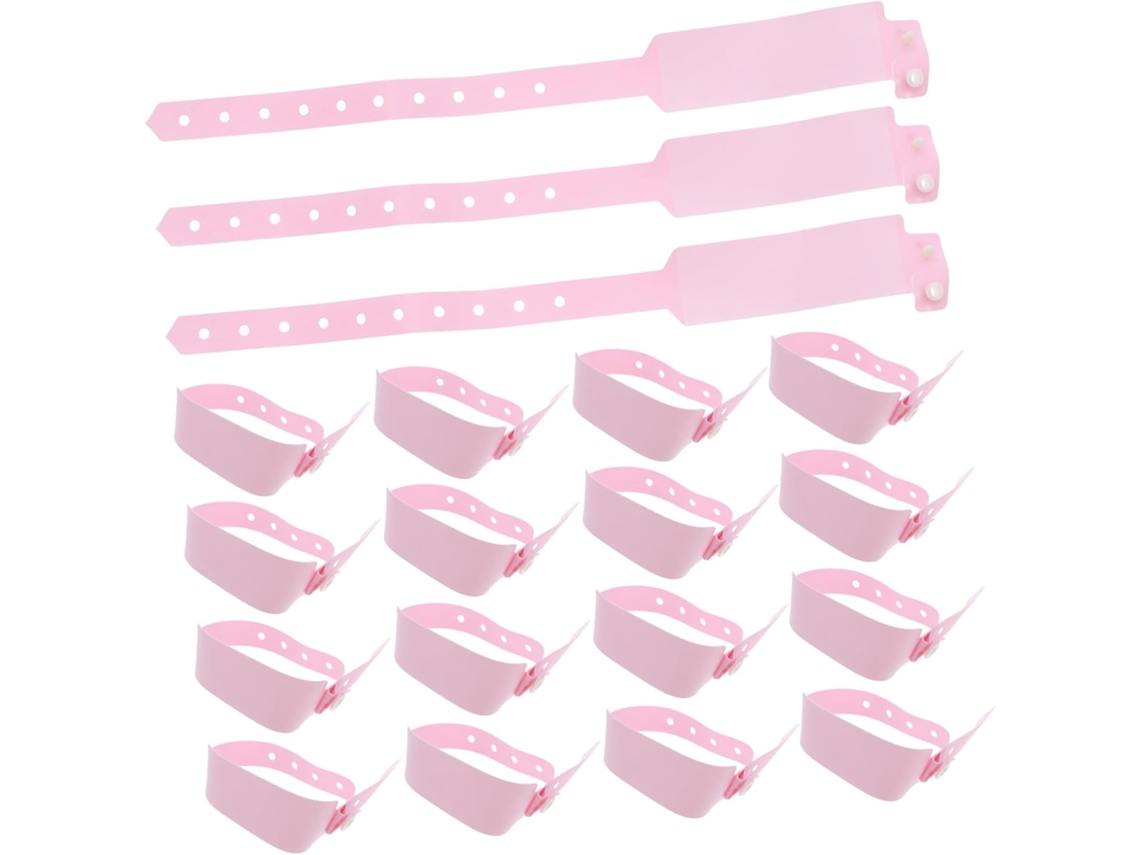 Tofficu 100 - Pulseiras de Identificação Pessoal, Pulseiras de Polivinil Rosa