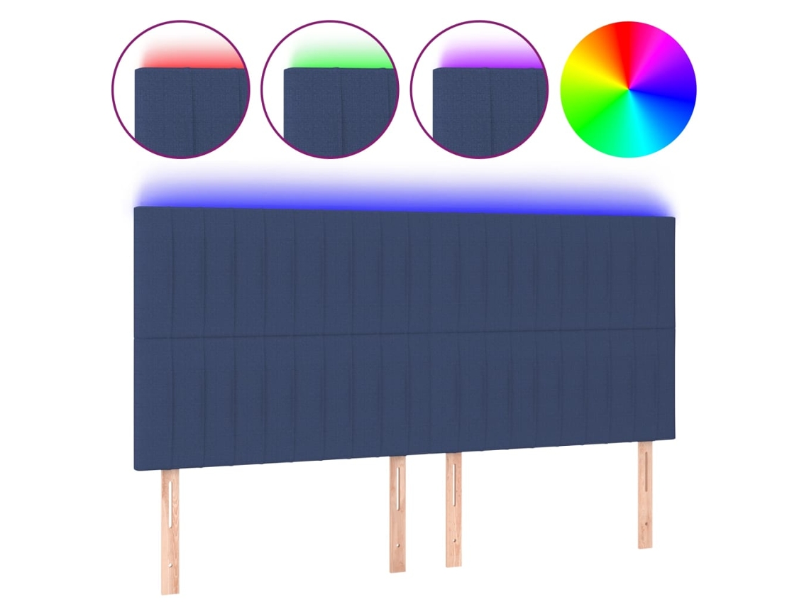 Led Headboard, Led Headboards Vidaxl Azul Tecido (200 X 5 X 118/128 Cm)