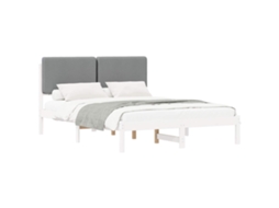 Estrutura de Cama com Cabeceira Estofada em Cinzento Claro MAISON EXCLUSIVE