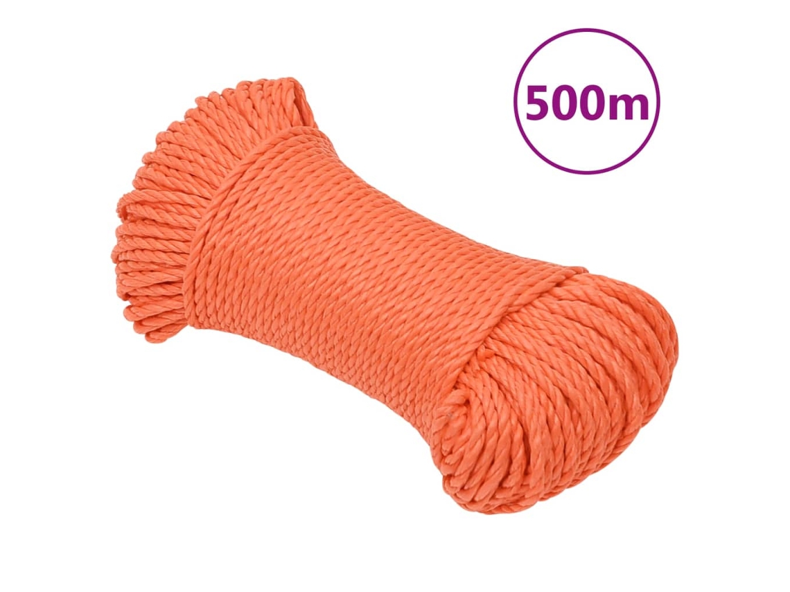 Vidaxl Corda De Trabalho 3 Mm 500 M Polipropileno Cor Laranja