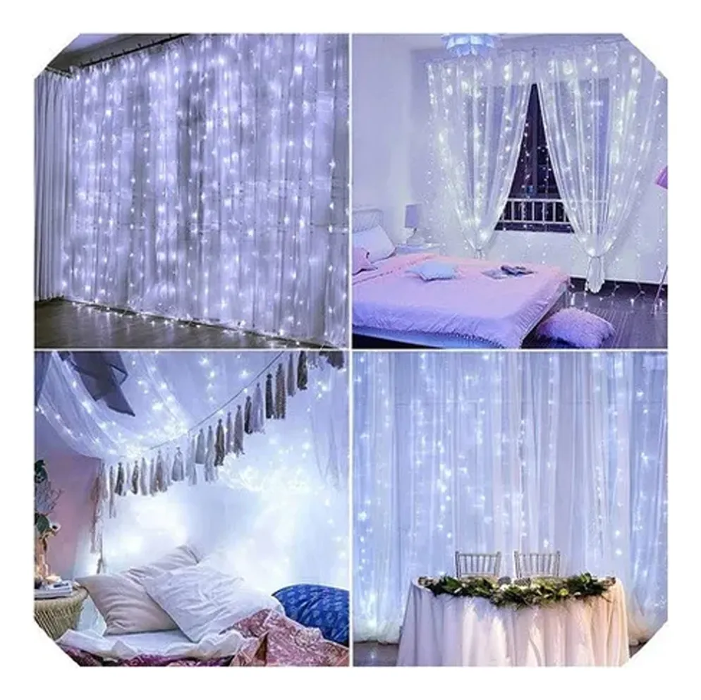 Nova Cortina De Led 3 Peças 300 Leds de 3m X 3m Decoração Para Festavayotoy