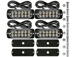 Barra De Luzes Estroboscópicas Led, 12 Leds Âmbar, À Prova D Água Ip67 12-24v, Compatível Com Caminhões, Picapes, Suvs