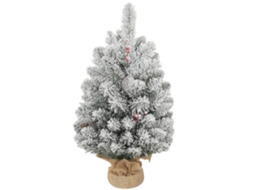 Árvore Pequena Natal 60cm Mini 72 Galhos Grossos Pinhas Frutas Vermelhas Decoração À Prova Fogo Base Tecido Verde